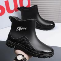 Botas de lluvia para hombre, botas desnudas a la moda, zapatos antideslizantes para trabajo de Chef, zapatos de pesca de goma impermeables y duraderos, zapatillas de deporte para hombre 2023 - details 1