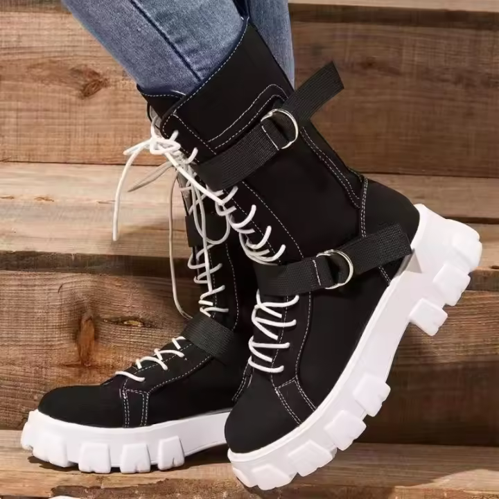 Ots europeos y americanos con hebilla para mujer, ropa de trabajo cálida, ots de motocicleta, invierno - 1