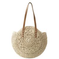 Bolso redondo de paja tejido a la moda, bolso de mano bohemio hecho a mano, bolso de hombro tejido de gran capacidad hueco, bolso de viaje - details 10