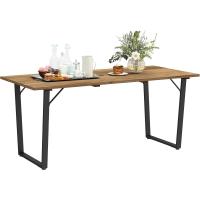 Mesa de Jardín de Madera Rectangular Estructura de Acero y Encimera de Listones 175x80x75 cm - details 0