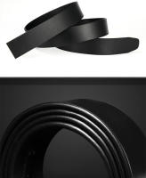 Cinturón de piel auténtica de vaca 100% auténtica, sin hebilla para hebilla automática, cuerpo de cinturón vintage de 3,50 cm de ancho, color negro y marrón - details 4