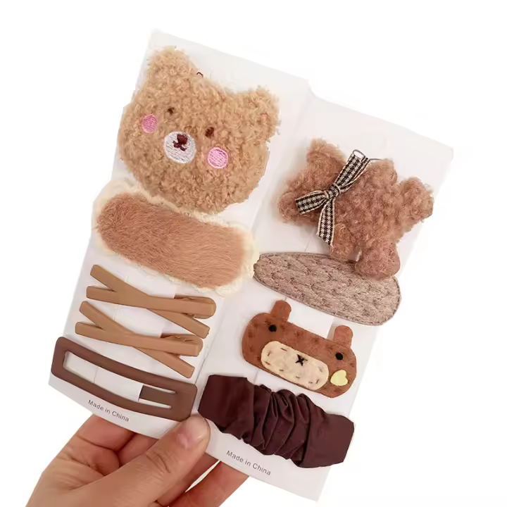 4PCS Clip De Pelo Para Bebés Con Peluche Falso Accesorios De Cabello Para Niñas Estilo Coreano Y Japonés Floral Adecuado Para Otoño E Invierno - 1