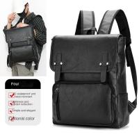 Mochila de Viaje de Ocio para Hombres Resistente al Desgaste, Patrón de Splice, Forro de Dacron, Exterior de Cuero - details 19