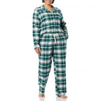 MoFiz Pijamas Mujer Algodón Cuadros Manga Larga con Traje Dos Piezas Casual Ropa de Casa Dormir con Botones - details 8