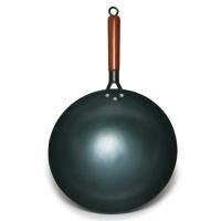 Wok de hierro tradicional chino antiescaldado, olla de hierro antiadherente de fondo redondo, sartén ligera con mango de madera, Cocina de Inducción - details 2
