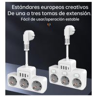 Enchufe de pared con tapa independiente y filtro de red USB. Adaptador de enchufe eléctrico UE con interruptor y cable alargador de 0,5 m. - details 2