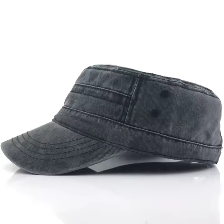 Gorra militar de poliéster para hombre, sombrero plano Vintage, informal, liso, Unisex - 1