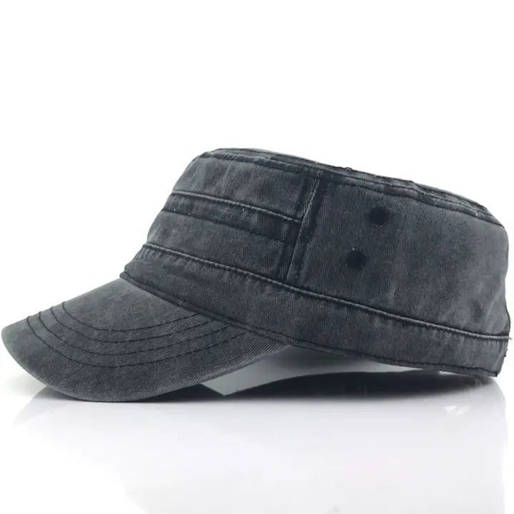 Gorra militar de poliéster para hombre, sombrero plano Vintage, informal, liso, Unisex - 1