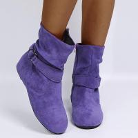 Nuevos ots cortos de gamuza grandes con hebilla de cinturón plana a la moda, ots de cabeza y mangas redondas para mujer - details 2