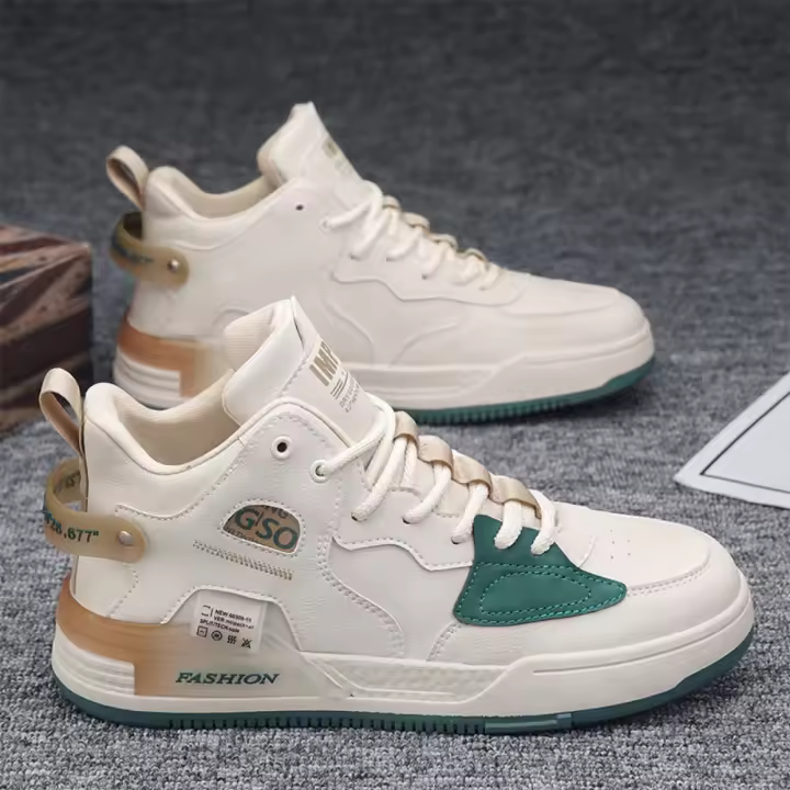 Zapatillas Casuales de Cuero de Microfibra de Alta Zapatos Deportivos para Hombres a la Moda - 1