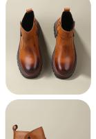 Botas de cuero de gama alta para hombre, botas Chelsea, suela suave transpirable de piel de vaca de primera capa - details 3