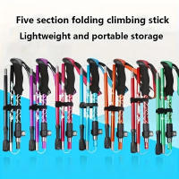 Bastón De Senderismo Plegable De Cinco Secciones, Aleación De Aluminio, Portátil Y Telescópico, Disponible En Cinco Colores - details 0