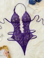 Body de Encaje Verde Esmeralda con Detalles Recortados y Bordes Festoneados – Body Sensual para Mujer, Mezcla Suave de Poliéster, Lavado a Mano, Ropa Romántica |   Diseño Elegante en Encaje con Bordados Festoneados - details 18