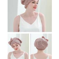 Toalla para el cabello de bambú, turbante de ducha de secado de cabello de microfibra con lazo, toallas absorbentes para el cabello de secado rápido para mujeres antiencrespamiento - details 7
