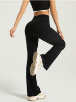 Pantalones de yoga acampanados de cintura alta con levantamiento de glúteos, leggings deportivos transpirables sin costuras para fiesta desnuda - details 11