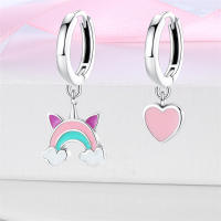 2023 100% Plata de Ley 925 2 uds pendientes de aro con dijes para mujer elegantes pendientes de arcoíris de ensueño regalos de joyería de cumpleaños perfectos - details 2