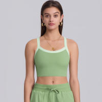 Hamidou-Sujetador deportivo de nailon para mujer, camiseta sin mangas de Color sólido, transpirable, de secado rápido - details 21
