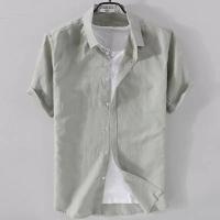 Verano pantalón corto casual manga color sólido simple camisa de hombre versátil clásico tops - details 2