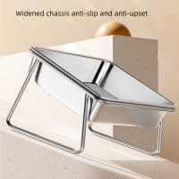 Cuencos elevados para comida para perros, cuenco de agua para gatos de acero inoxidable inclinado de 15 grados, protección del cuello, estante alto, plato de alimentación para mascotas para interiores - details 4