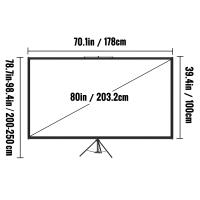 SucceBuy Pantalla de proyector con trípode y soporte: 80 pulgadas 16:9 4K HD. Sin arrugas, altura ajustable. Portátil para uso interior y exterior. Ideal para cine, cine en casa, juegos y oficina. - details 1