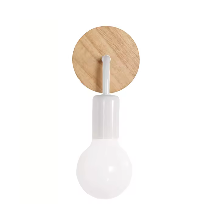 Mini aplique de pared moderno, accesorio de luz Industrial clásico con Base de madera para dormitorio, baño y pasillo, sin bombilla - 1