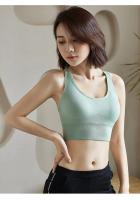 Sujetadores deportivos sexys con espalda cruzada para Yoga, camiseta sin mangas para mujer, Fitness, gimnasio, a prueba de golpes, sin costuras, entrenamiento para correr, ropa interior de secado rápido, chaleco - details 13
