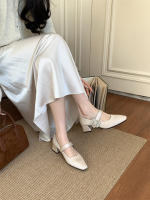 Temperamento francés diamantes de imitación tacón grueso tacones altos zapatos individuales nueva brisa de noche con falda zapatos Mary Jane - details 11