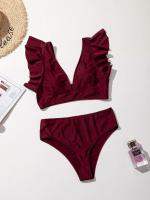 Bikini de cintura alta para mujer TRY JADE Estilo de baño de verano con volantes - details 7