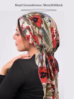 Gorros Hijab musulmanes de Ramadán, turbante de cola larga elástico suave para la cabeza, tocado estampado de moda, utilizable - details 0