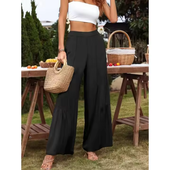 Pantalones largos sueltos de cintura ancha informales de nueva moda de verano para mujer - 1