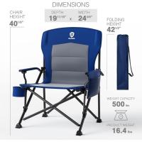 Silla de Camping Plegable 230KG Cargable Silla Plegable 62cm Anchura de Asiento con Bolsillo Lateral y Portavasos Silla Plegable de Gran Tamaño para Camping Exterior Balcón Jardín - details 39
