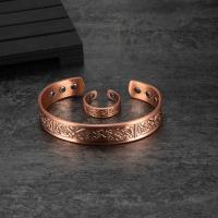 Conjunto de Joyería de Cobre Puro Pulsera Anillos Ajustables Vintage para Mujeres Hombres - details 3