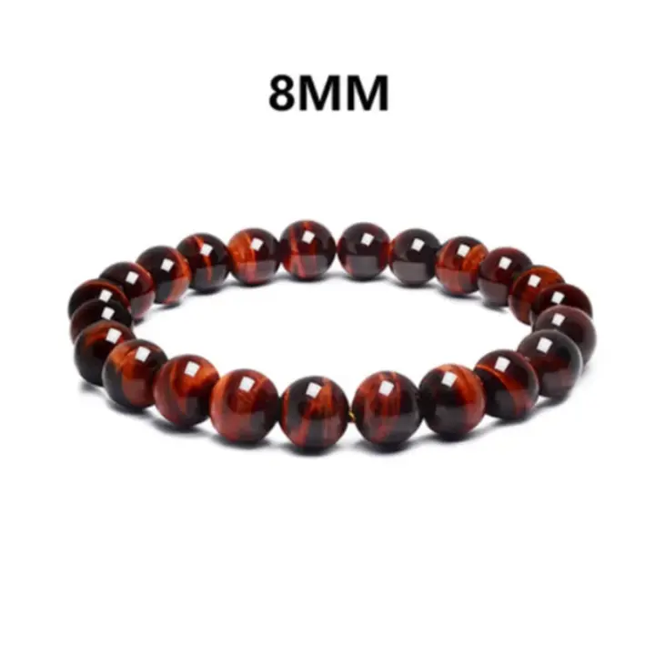 Pulsera de Ojo de Tigre Rojo Natural Amuleto de Buena Suerte Hecho a Mano para Hombres y Mujeres - 1