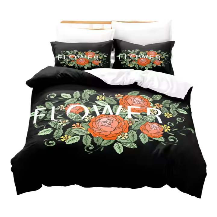 Juego de ropa de cama con hermosas flores, funda nórdica 3D, ropa de cama con impresión digital, tamaño King/Queen, diseño moderno para niñas - 1