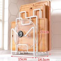 Soporte para tabla de cortar multicapa, soporte de Metal para arte del hierro, estante para tapa de olla, estante Vertical para ahorrar espacio, organizador de tabla de cortar, gabinete - details 7