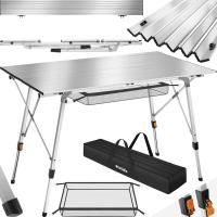 Mesa de Camping Plegable de Altura Ajustable Aluminio con Topes Ideal para Jardín, Balcón, Picnic - details 0
