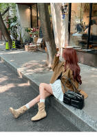 Interior aumento de altura retro heap botas mujer otoño invierno plisado western cowboy botas slim botines - details 14