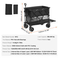 SucceBuy Carro plegable, con ruedas todo terreno, carrito plegable resistente, para acampar, ir de compras, jardín - details 1