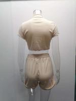 Conjunto de Pantalones Cortos Delgados de Moda Verano 2024 Top Corto Ajustado de Color Sólido y Shorts Estilo Callejero para Mujeres - details 10
