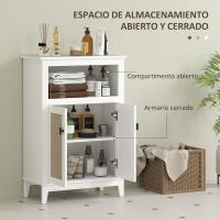 Auxiliar 2 Puertas Frontal Ratán Estante Ajustable y Compartimento Abierto 60x30x90 cm Blanco - details 3