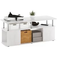Compartimento de Almacenamiento Abierto, Madera de ingeniería, Roble Blanco/Acero Inoxidable, 1 Paquete - details 1
