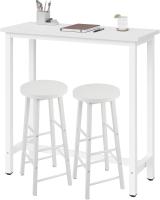 Conjunto de Mesa de Bar y 2 Taburetes, Muebles de Comedor, Mesa Alta y Taburetes de Bar, Barra Cocina y Salon, 140x40x100 cm, Metal + MDF, Roble Claro - details 22