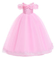 Girls Aurora Cosplay Costumes for Girls Pink Ball Gown Pagent Princess Elegent Shoulderless Long Dress Birthday Party Butterfly - details 2