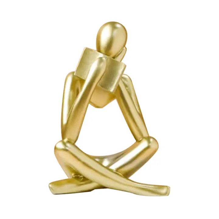 Esculturas de pensadores dorados, estatua de resina, adorno de lectura, decoración de escultura de pensadores, decoración moderna de libros A - 1