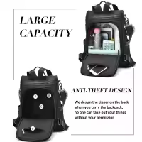 Anti-robo Mochila de Cuero PU antirobo para Mujer, Bolsa de Viaje informal, Impermeable - details 0