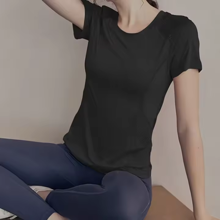 Nueva Ropa Deportiva de Yoga para Mujer Camiseta de Manga Corta de Secado Rápido - 1