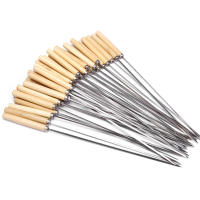 Juego de 20 Palillos para Barbacoa de Acero Inoxidable con Mango de Madera - details 2