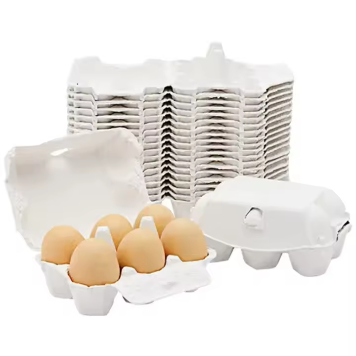 Cajas de papel para huevos de pollo, soporte de fibra de pulpa, sostiene 6 huevos a granel, granja, mercado, viaje, 40 piezas - 1