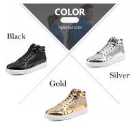 Zapatos deportivos de punta redonda para hombre, botas versátiles informales brillantes para escenario, ropa de calle al aire libre, zapatos de Skateboarding para niños - details 4