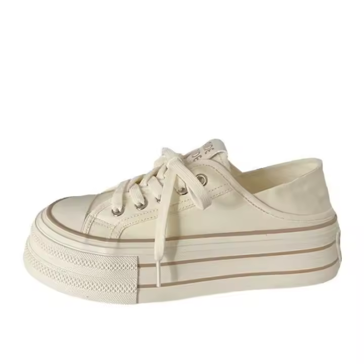 Gao Yan dos zapatos de lona de medio arrastre de las mujeres delgado verano nuevo nicho de un pedal versión coreana de plataforma zapatos blancos - 1